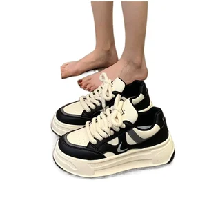 Women's All-Match British Style Sneakers Solid Color with Thick Sole PU Insole Comfortable School Studio Explosion for Autumn