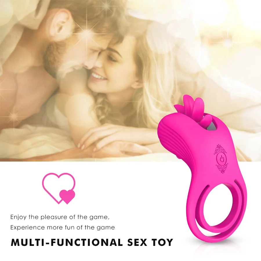 10 Frequency Rotation Magic Tongue Vibrator Ring Universal Female Vibration Shocking Eggs Penis Rings Product