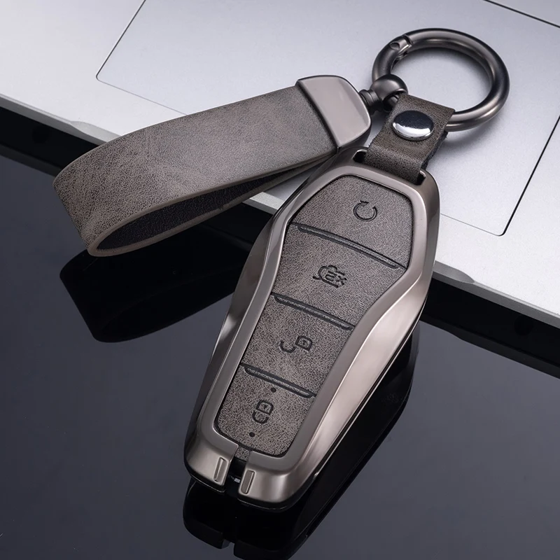Smart Remote Keys Cover Song Plus Car Key Accessories Zinc Byd Yuan Qin Qlys Atto3 F3 Key Chain Luminous Metal Simple Cow Butler