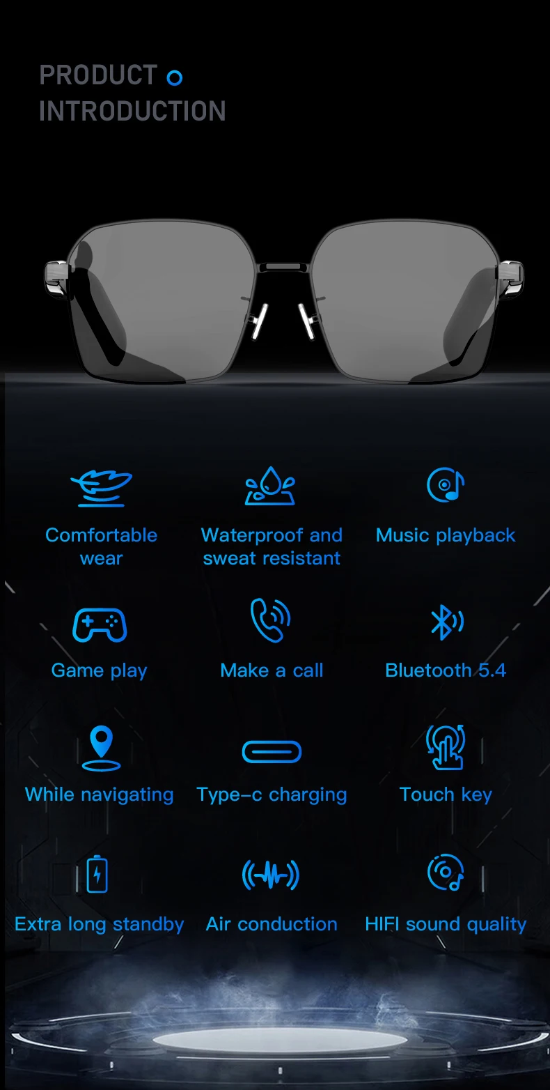 Chinese factory supplier supply  Sg12 Pro Smart Glasses Bt Call Waterproof Intelligent Noise Reduction Music Play Outdoor Sunglasses Smart Wearable Headset 2025 - Buy 2025 Smart Glasses Smart Glasses For Men Outdoor Sports Smart Watch Smart Watch For Women