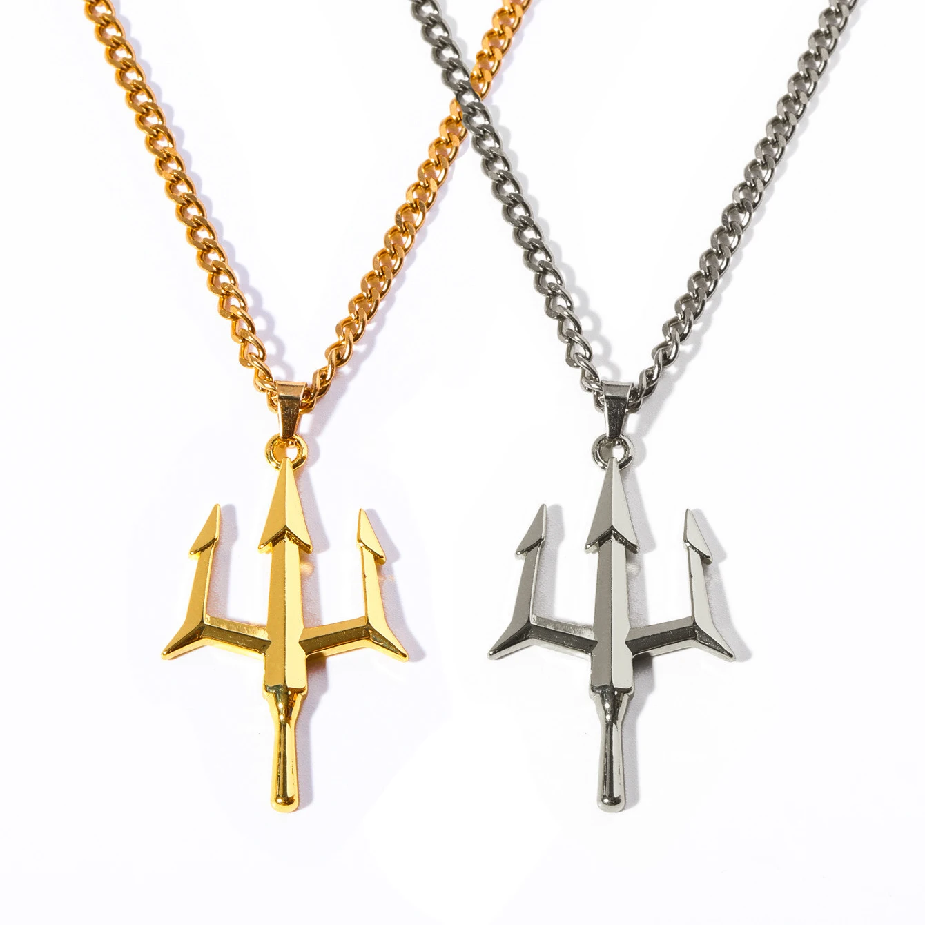 Collana Uomo Con Ciondolo Tridente Del Re Marino – Acciaio Inox Nero, Stile Hip Hop, Robusta E Semplice, Con Zircone Cubico, Regalo Originale Per Uomo - 2