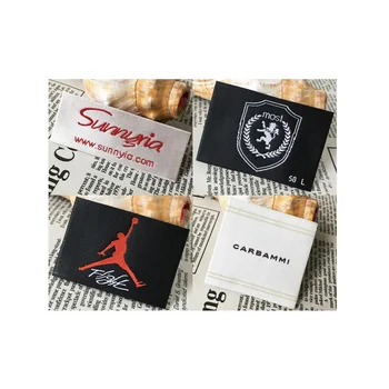 Custom Your Logo High Density Damask Woven Label Neck Woven Labels For Clothing And Hats