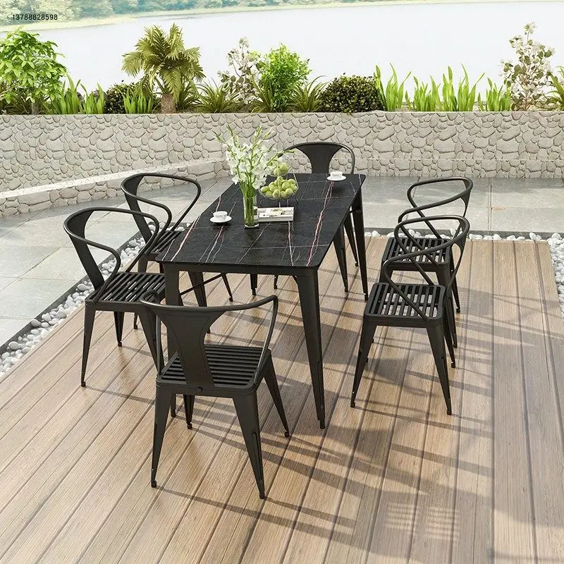 Kitchen Set Economic Price Indoor Matt Outdoor Stone Dining Table For 6 People, Dining Table With 6 Chair 1 Set