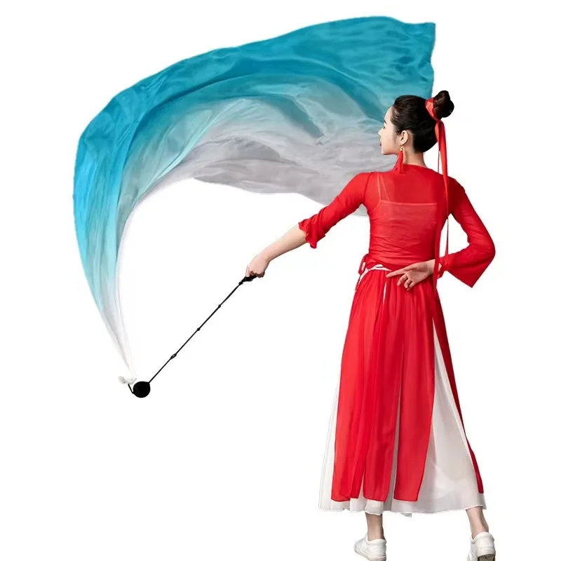 Real Silk Colorful Belly Dance Poi Girls Performance Wear Poi Veil Throw Balls with Veil Dancing Costume Props Belly wings