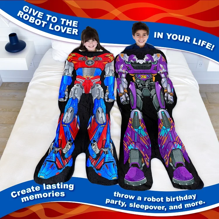 Commander Robot Cozy Fleece Wearable Blanket for Kids Bedding and Pajamas Kids' Gifts Comfortable Robot Toys Blanket