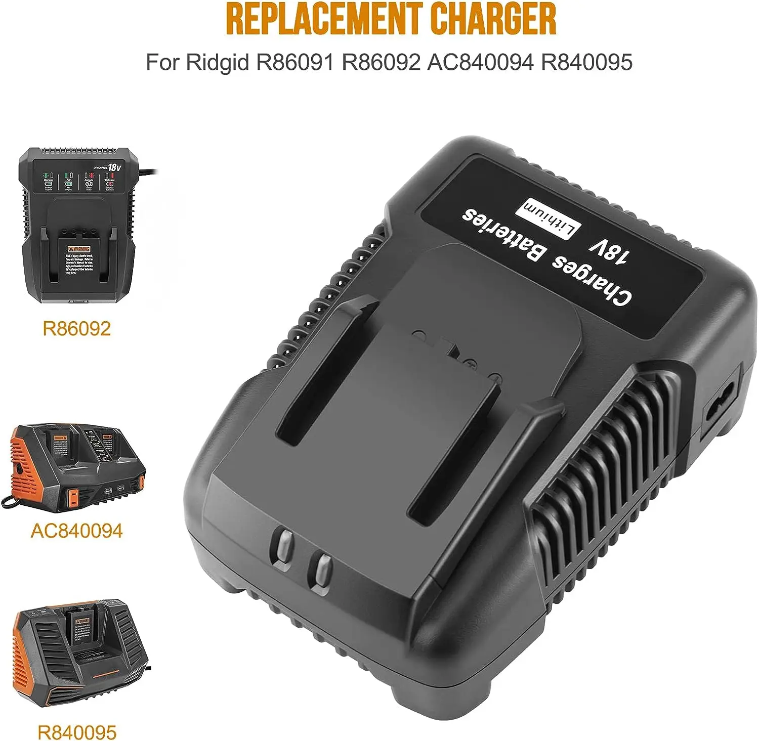 RIDGID 18V Battery Charger (R86092) - Works With R86091, R840093, R840091, 140276002, R84009 - 24H Dispatch
