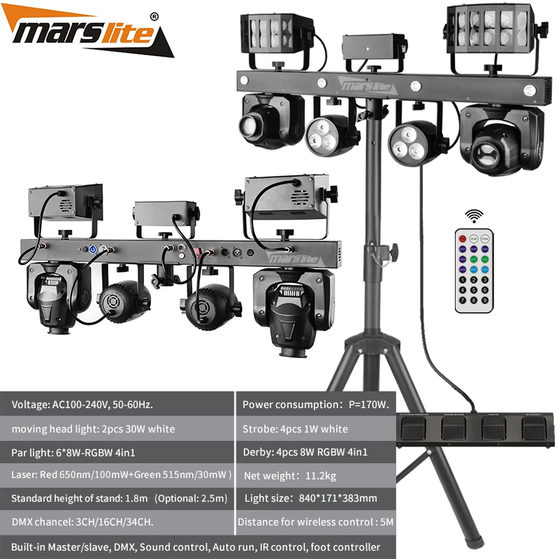 Portable Dj Set Par Light Stage Led Disco Dj Equipment Gig Bar Pro Move Luces Discoteca Tricolor Dj Lighting System With Stand