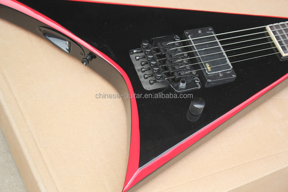Flyoung Black V Shape Electric Guitar With Red Strip Special Price Custom Made Buy V Shape