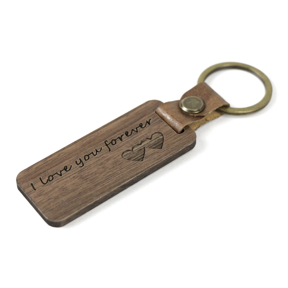 Batiyeer 30 Pcs Wooden Keychain Blanks Leather Wood Keychain Blank Wooden  Key
