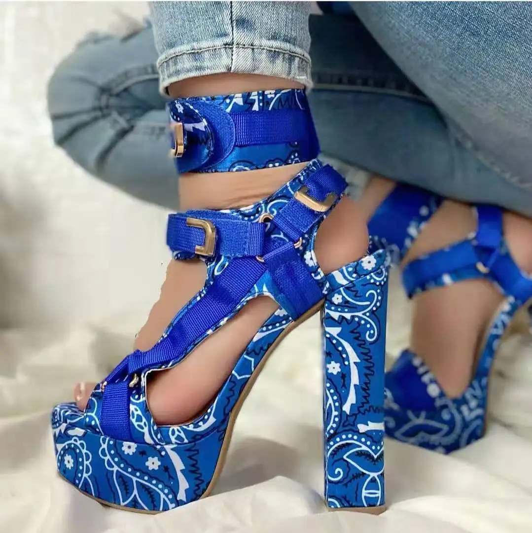 Bandana chunky online heels