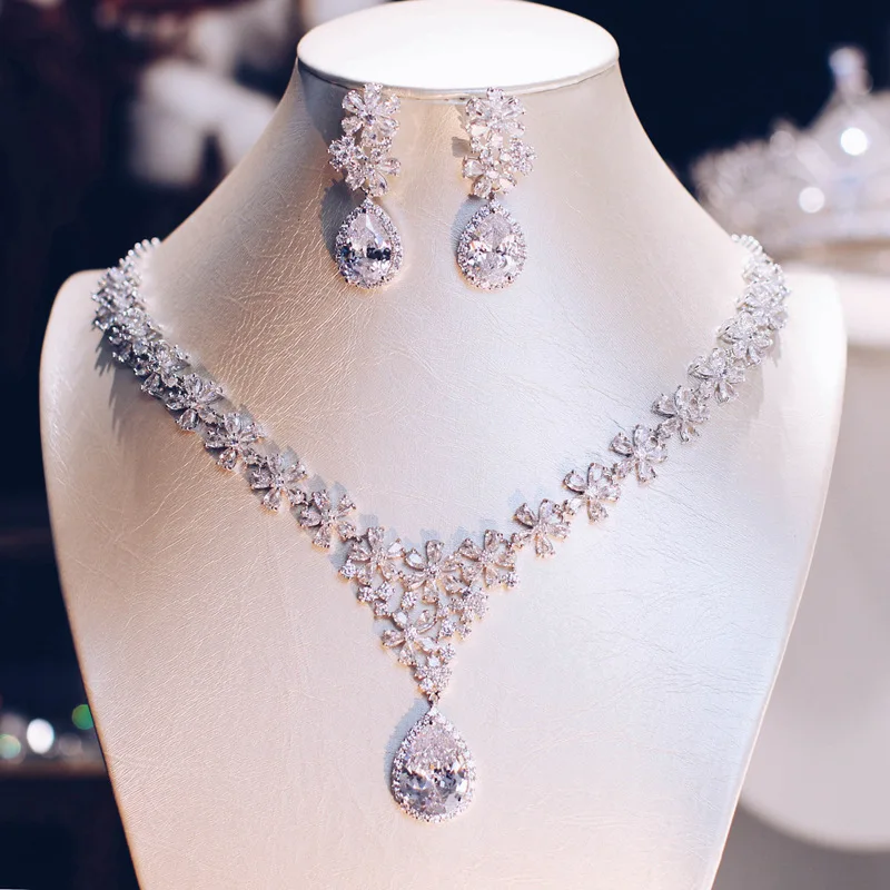 Luxury Micro-Inlaid Stone Necklace & Earring Set
