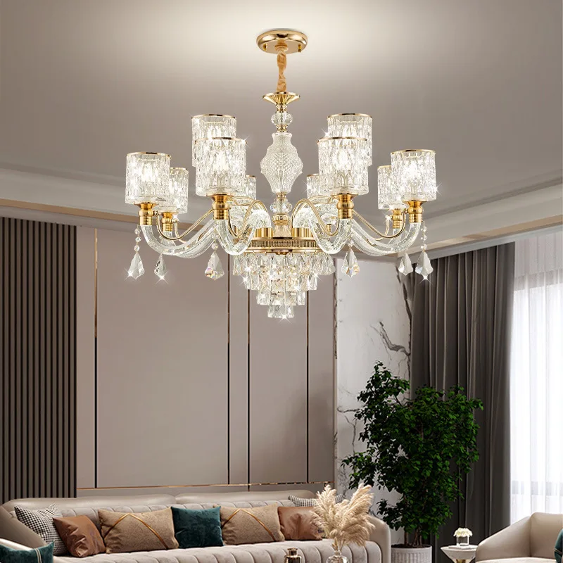 Kroonluchter voor woonkamer, luxe kristalontwerp 7777-W, trendy model met verlichte armen, LED-lichtbron, hoogwaardige, elegante verlichting voor