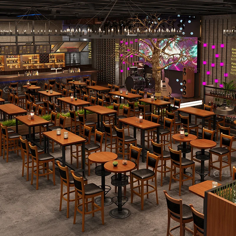 Industrial Style Solid Wood Restaurant Booth Sofa Custom Bar Restaurant