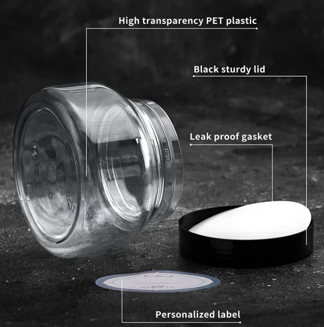 8 oz Clear Plastic Jars with Lids and Labels Refillable Round Plastic ...