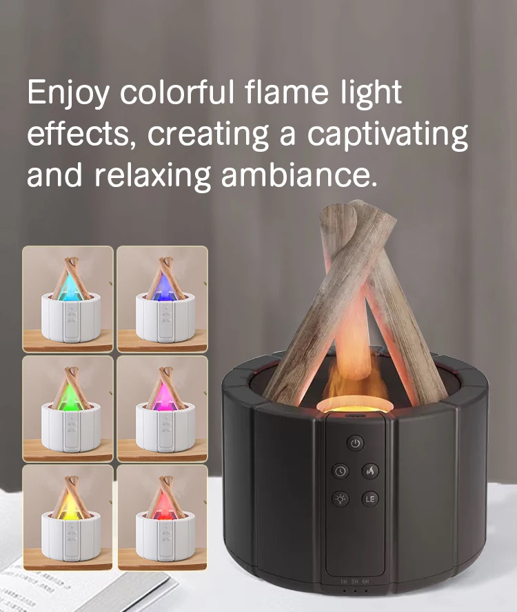 Flame Essential Oil Diffuser Bonfire Aromatherapy Air Humidifiers 280ml ...