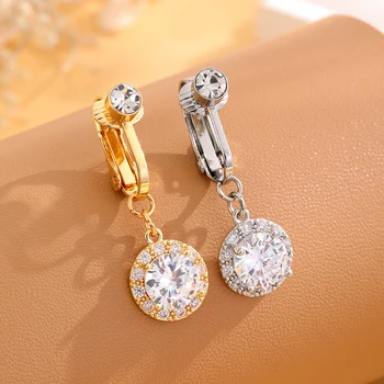 10Pcs/Set 8mm Large Zircon Inlay Non Piercing Belly Rings Clip on Belly Navel Ring Jewelry Plated Steel Golden for Women