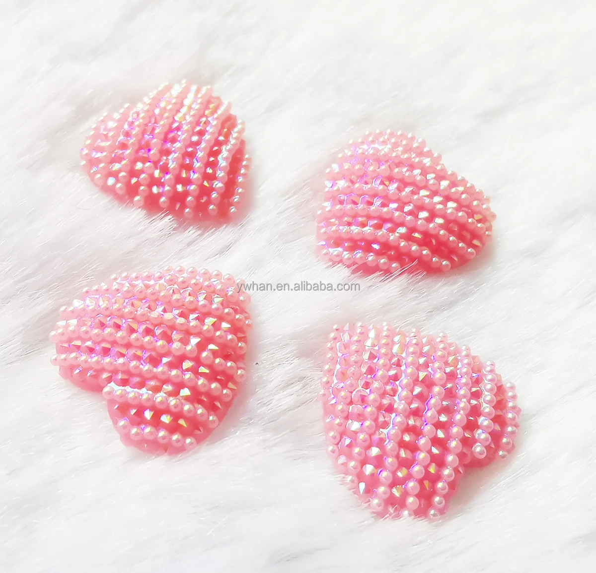 12mm Pink Pearl Surface Heart Glue On Nail Arts And Flatback Opaque ...