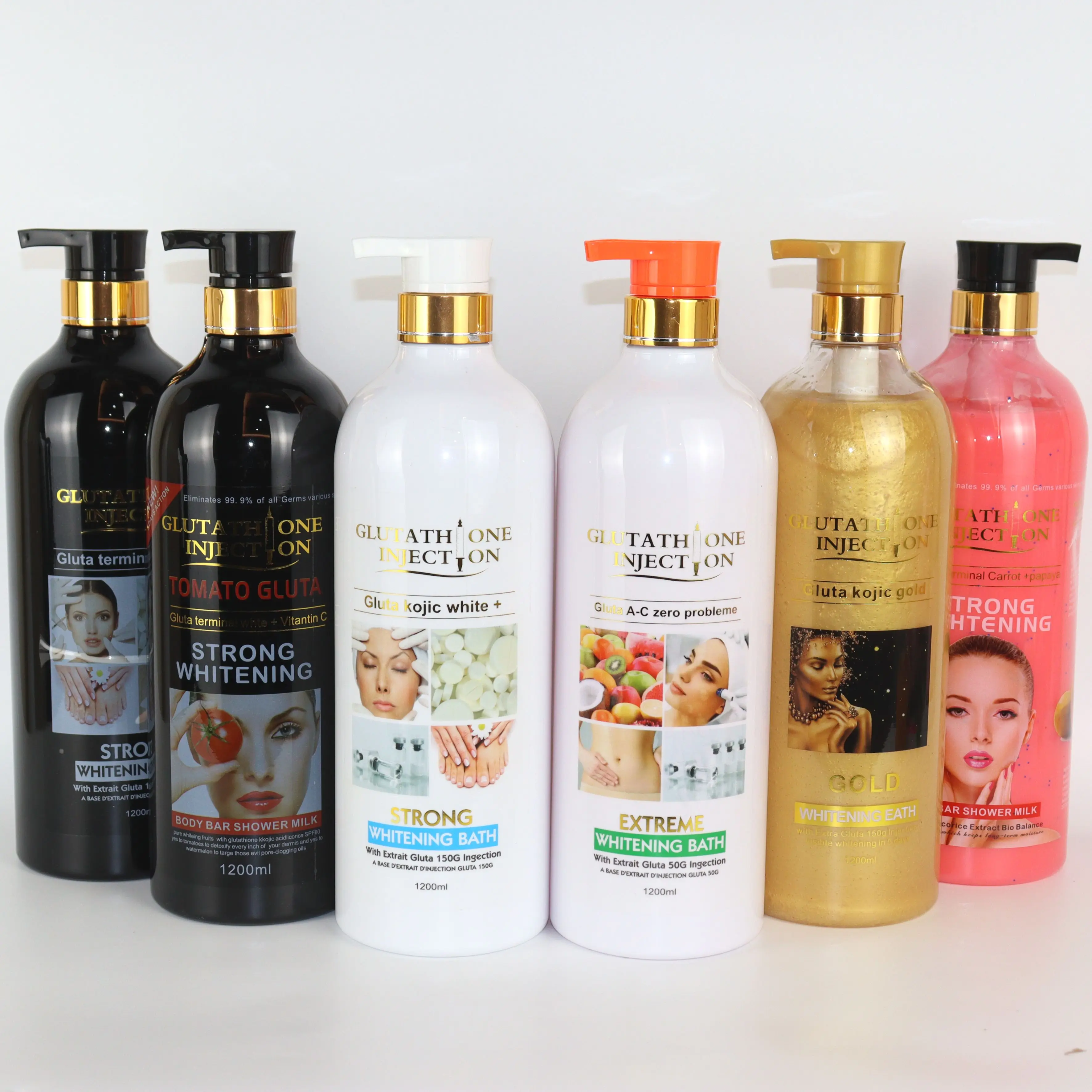 glutathione injection body wash 1200ml OEM Custom Private Label Body Wash Skin Lightening Smoothing Guta  Kojic White Organic Natural Whitening Shower Gel