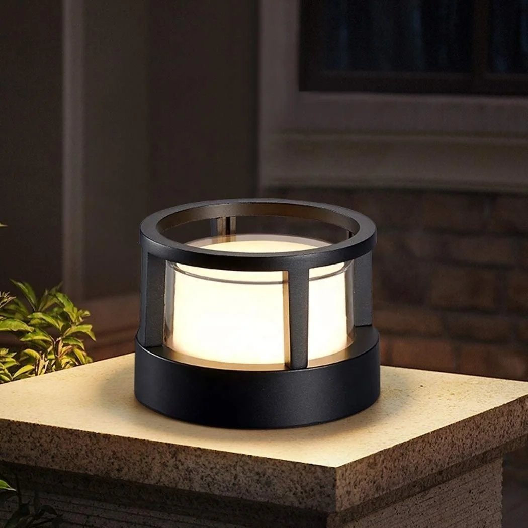 Vintage waterdichte Pijler Lamp Poort E27, Outdoor Rustieke Staande Lamp Tuin Pijler Tuinverlichting Verlichting Postlamp Glas Buiten Aluminium Patio gazon