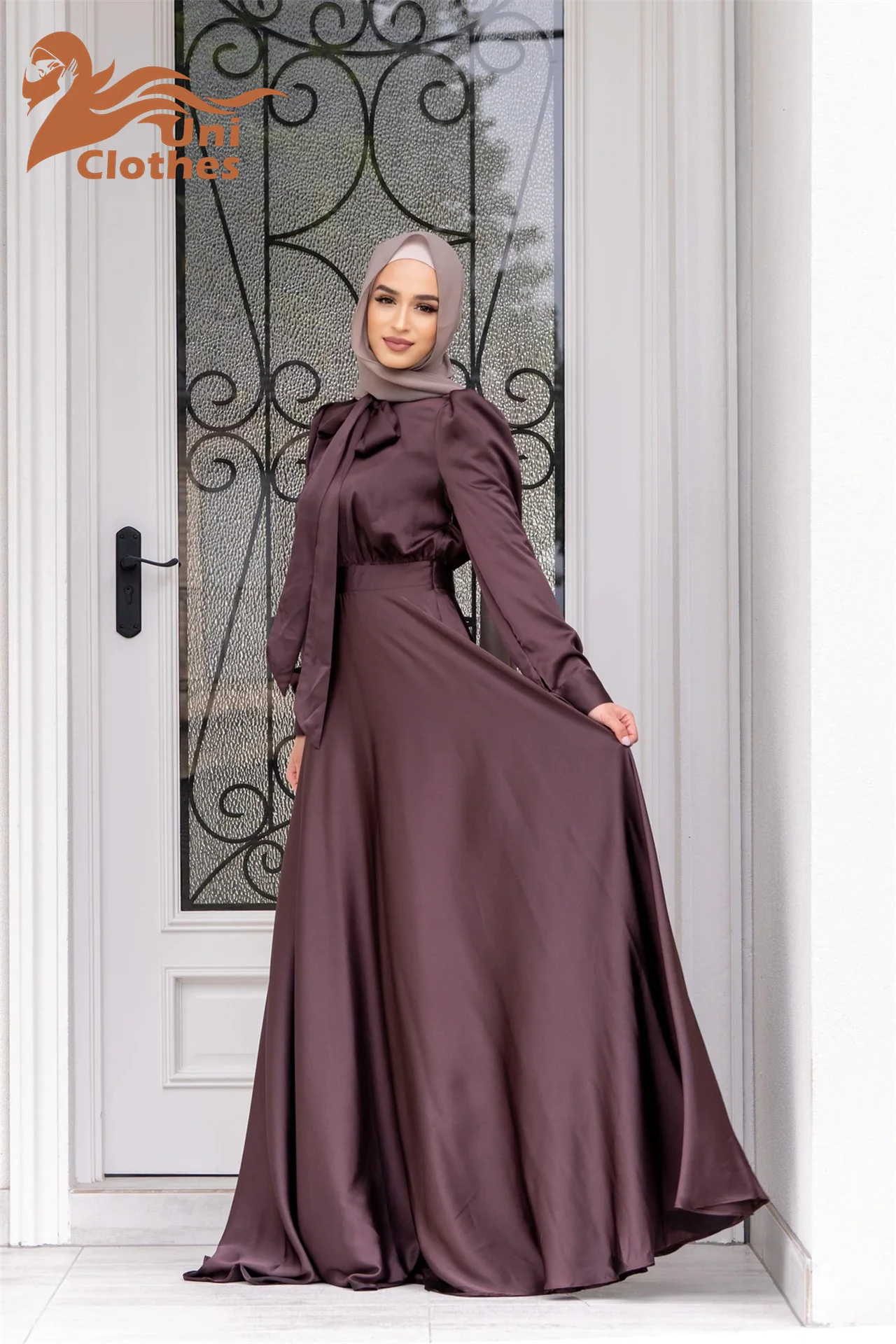 muslim fashion dresses Kaftan Abaya Hijab Dress Apricot / L main image 1