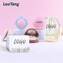 Custom Logo Hot Selling Mini Plastic Folding Pocket Comb Travel Folding Kids Hair Brush Comb With Makeup Mirror