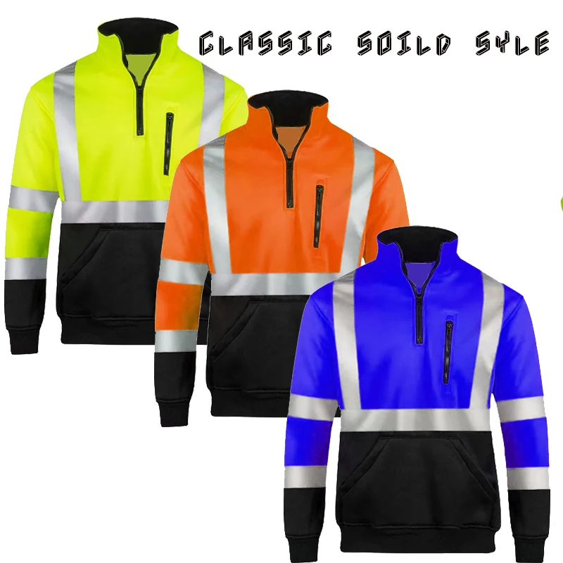 HYCOPROT High Visibility Sweatshirt ANSI Class 3 Reflective Safety Hoodie Hi Vis Hooded Pullover with Black Bottom HYCOPROT High Visibility Sweatshirt ANSI Class 3 Reflective Safety Hoodie Hi Vis Hooded Pullover with Black Bottom