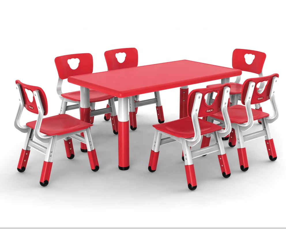 Kids Plastic Table Children Adjustable Study Desk And Chair Set For