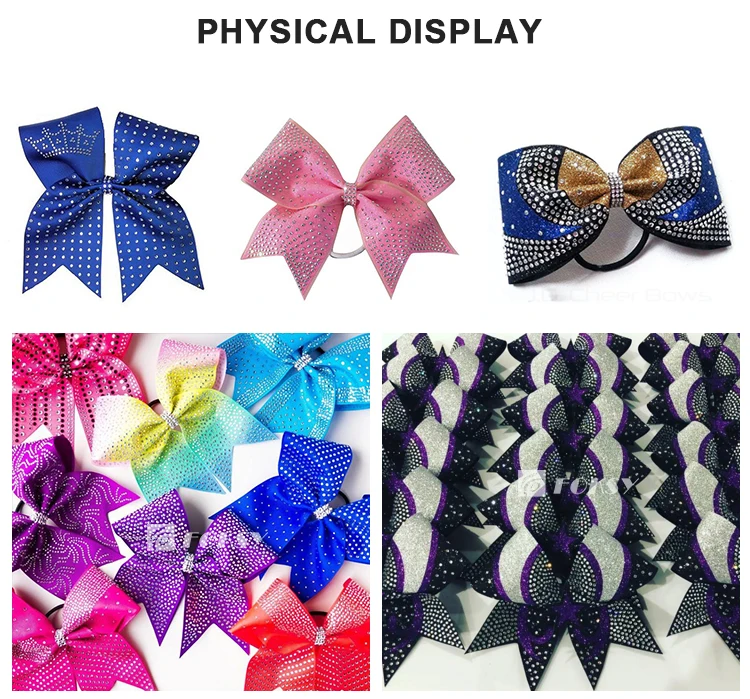 Cheer Bow Strip Rhinestone Transfer Glitter Hotfix Strip Cheer Bow