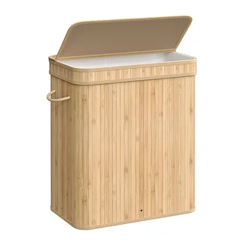 Rolling Bamboo Laundry Basket with Wheels Easy Transport for Your Dirty Laundry
