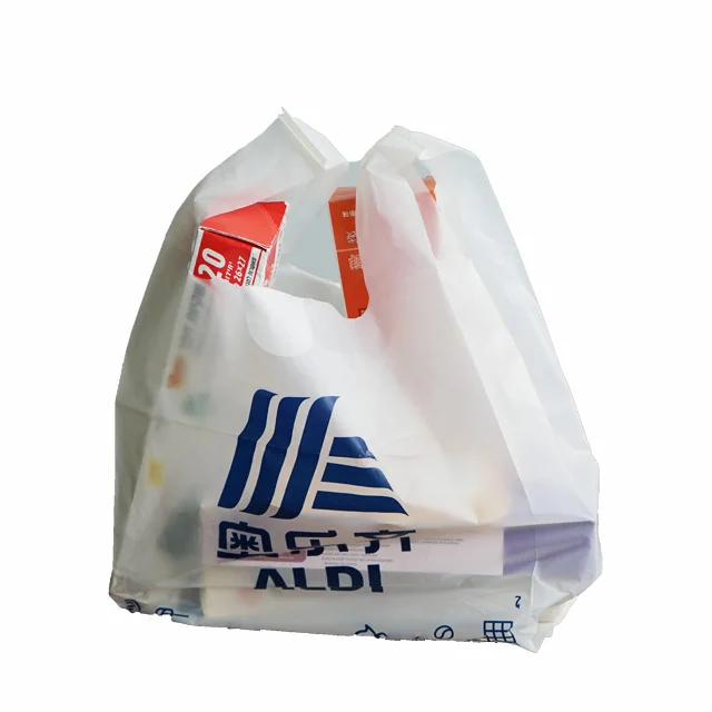 custom Environmentally friendly Heavy duty thank you vest bags for Restaurant vest carrier / T-shirt plastic bag for supermarket