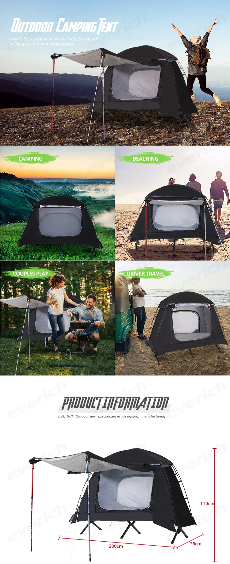 Single Person Off Ground Cot Tents Camping Outdoor Tents For Sale