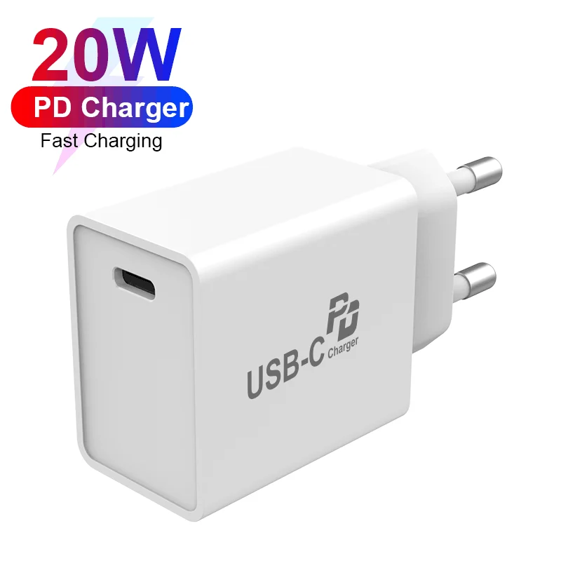 Single Port 20W Type-C PD Wall Charger USB-C Power Adapter Convertible Plug Charger With ETL Certifi