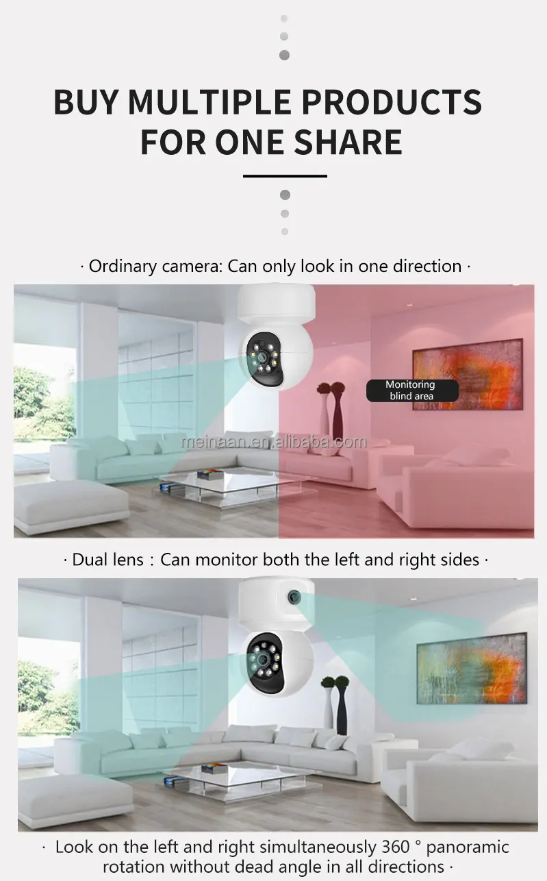 2K HD Wireless Video Indoor PTZ WiFi Security IP Camera 4MP Dual Lens 360 ICSee APP Home Smart WiFi CCTV Camera