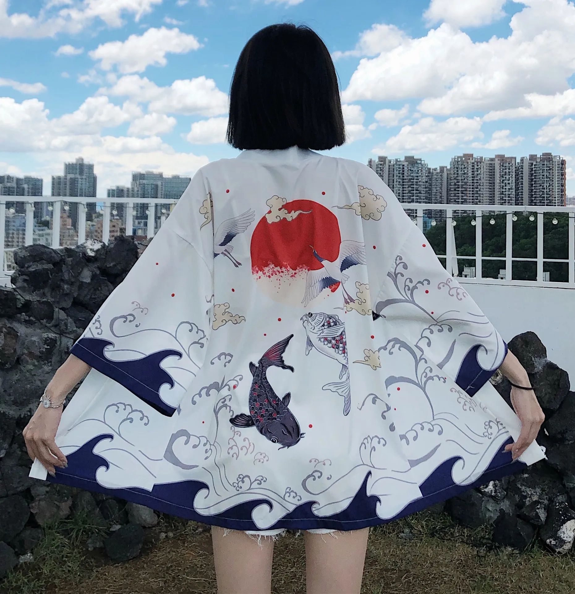 Multiple Types Japanese Style Dragon Print Traditional Kimono Men Anime Kimono Open Front Coat