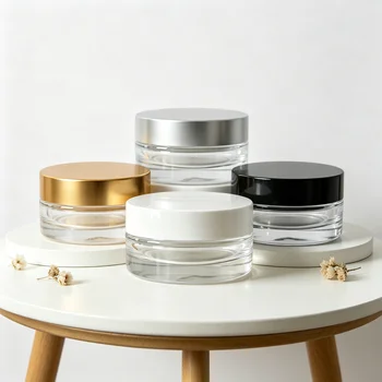 50g Short Stout Glass Jar with Plastic Screw Cap for Skincare