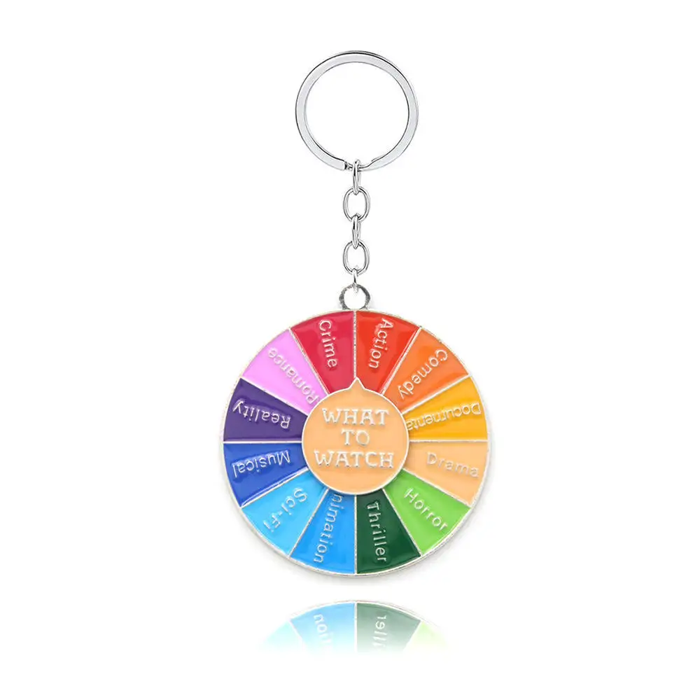 What to Eat Keychain Custom Food Choice Rotatable Spinner Brooches Lapel Badges Fun Metal Keychain
