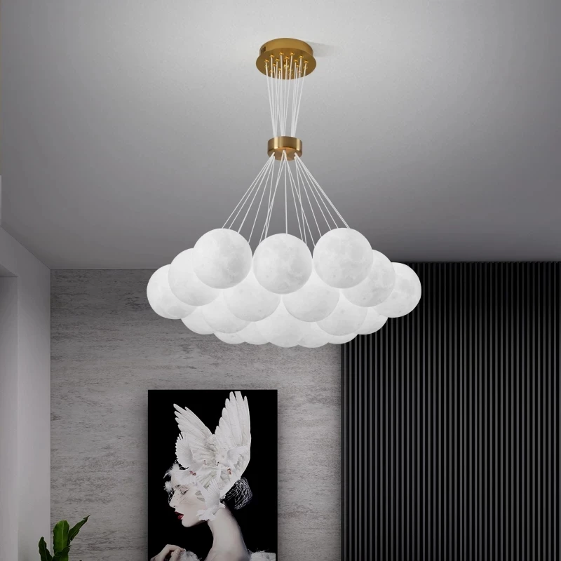 Nordic Style 3D Printing Planet LED Pendant Lights Hotel Hall Livingroom Bedroom Decoration Luminaire Suspension Light Fixtures