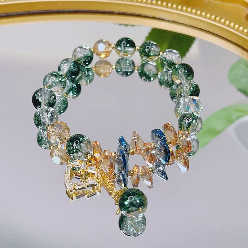 Natural Stone Beaded Bracelet for Women Green Forest