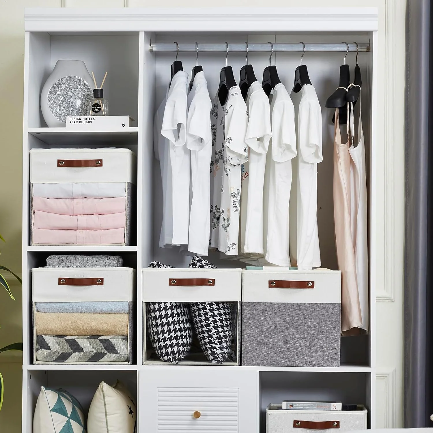 Linen Foldable Storage Baskets Fabric Clothing Storage Organizers Box Bins clear Storage Box
