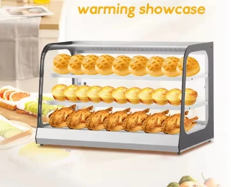 Counter Curve Glass Pizza Chicken Pie Commercial Hot Food Warmer Electric Display Showcase Bakery Snack Food Chicken factory