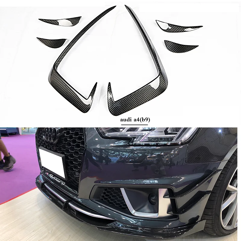 Car Accessories Carbon Fiber Bumper Front Canards For AUDI A4 B9 sport S4 2017-2019