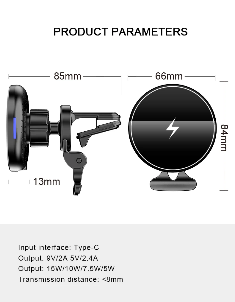 2021 New Arrivals 360 Degree Rotation Quick Charge Overvoltage Protection Wireless Car Charger Magnetic Suction