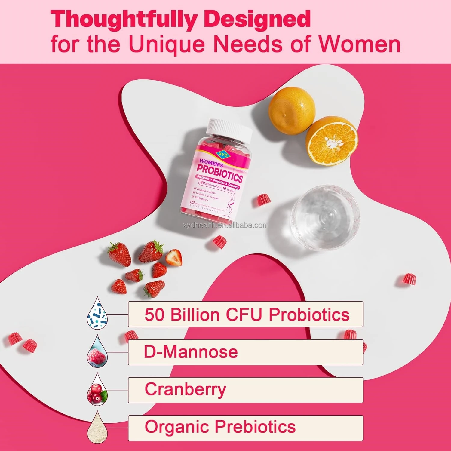Oem Private Label Women's Probiotic Gummies With Cranberry For Urinary
