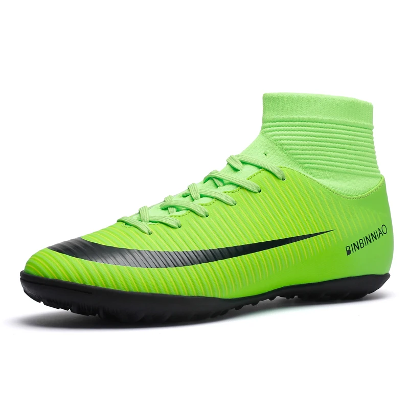 Football Shoes High Mid-Top Lace up Soccer Futsal Shoes Football Boots AG FG HG TF PU Le aperçu 4