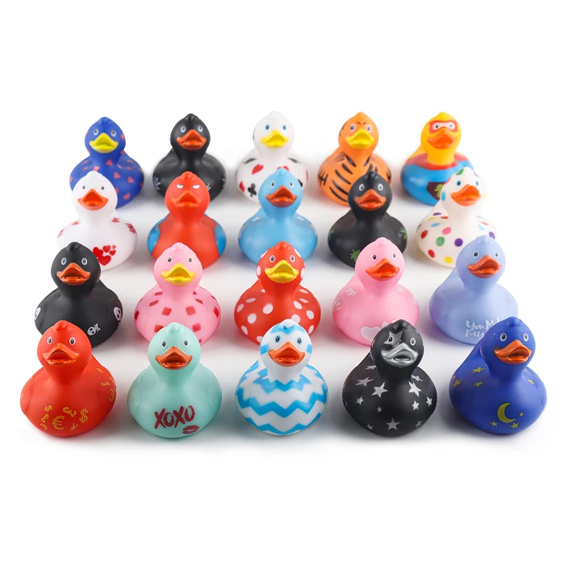 3.5'' Custom Logo 20 Types of Rubber Duck Toy Floating Sound Squeaky Bath Toys for Kids Gifts 0