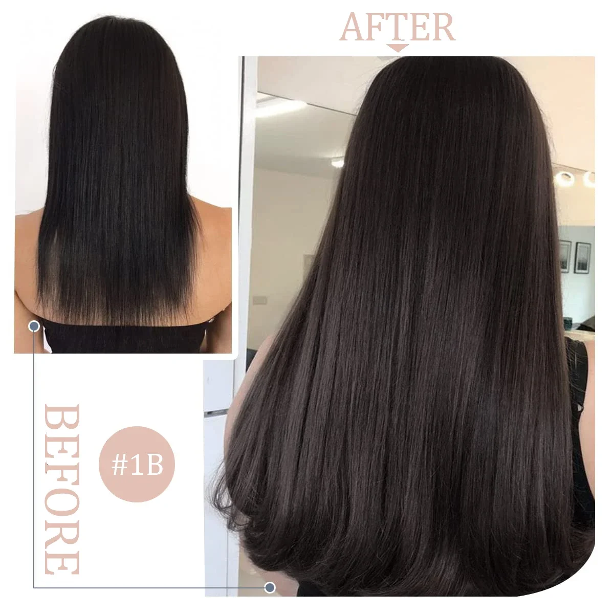 Extensões de cabelo humano adesivas preto natural remy_voghion.com