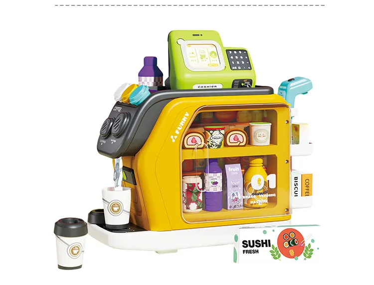 New Design Pretend Coffee Maker Role Play Toy Coffee Shop Cash Register Toy Coffee Machine Play Set