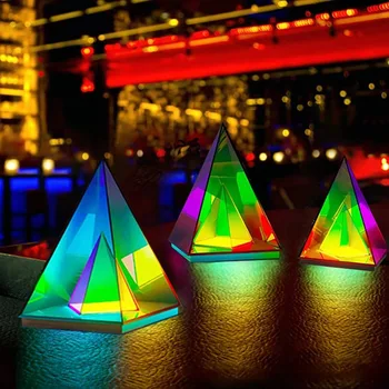 Modern Creative Colorful Yak Triangle Bedroom Bedside Night Light Hotel Model Room Pyramid Decorative Table Lamp