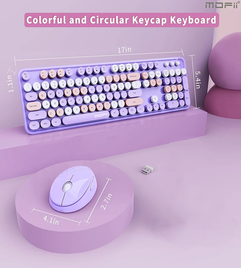 2.4G Wireless Full Size Round Keycap Keyboard Sets Wireless Keyboard and Mouse Comb for Home Office - Image 2