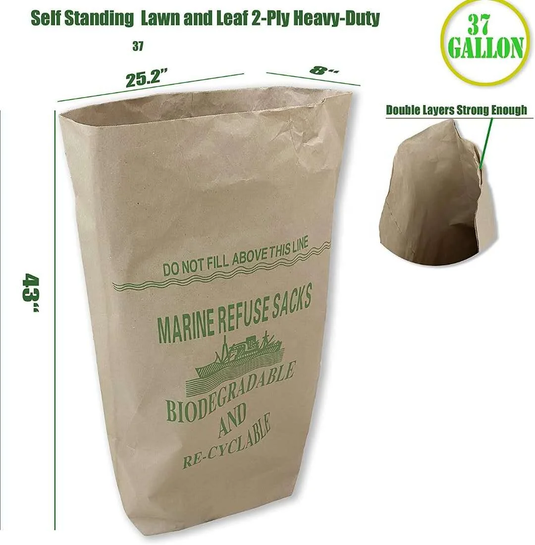 25Kg Lawn Paper Bags Heavy Duty Lawn Refuse Multiwall Kraft Paper Bag